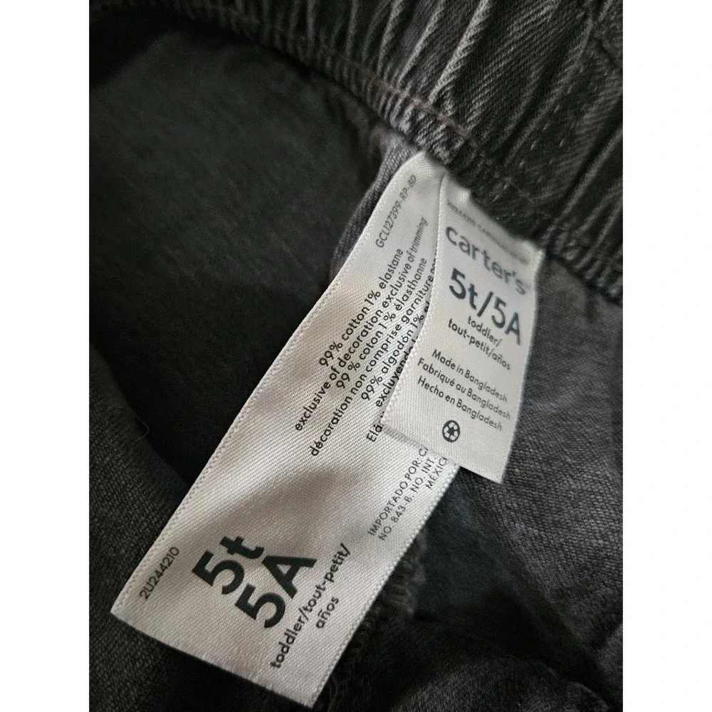 Carters Toddler Girls Heart Pocket Denim Jeans Gray Paperbag Waist 5T